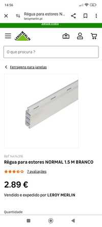 Régua para estore normal. (+-44cm)