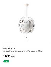 2 Candeeiros Ikea branco/prateado