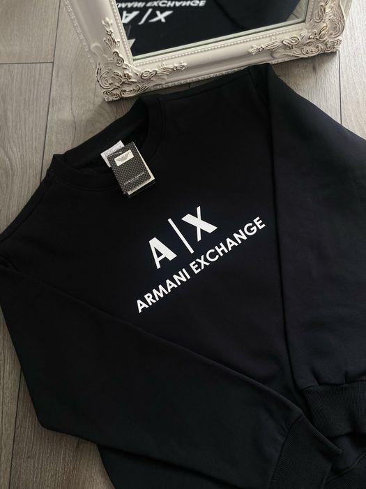 Світшот Armani Exchange, армані, кофта армані A|X, чорна кофта