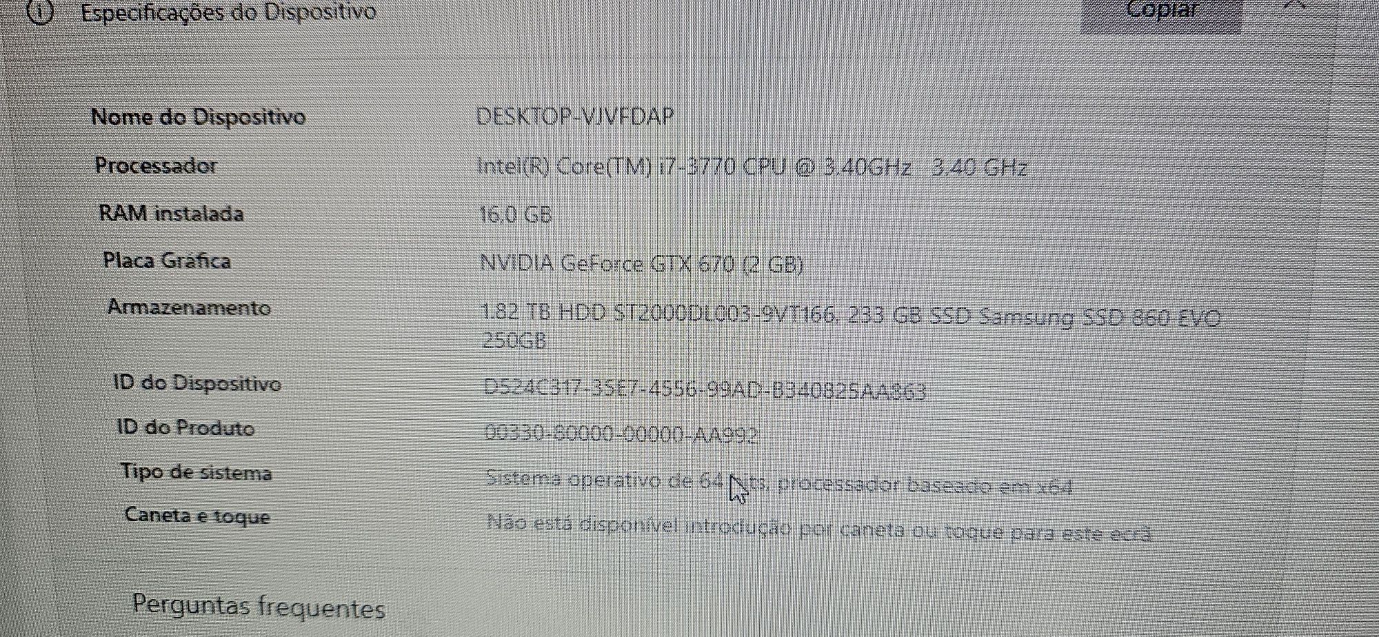 Computador  ERAZER Intel Core i7