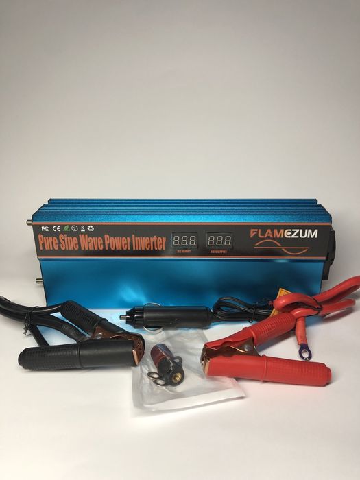 Інвертор FLAMEZUM 1000 Вт 12 V → 230 V, чиста синусоїда, USB