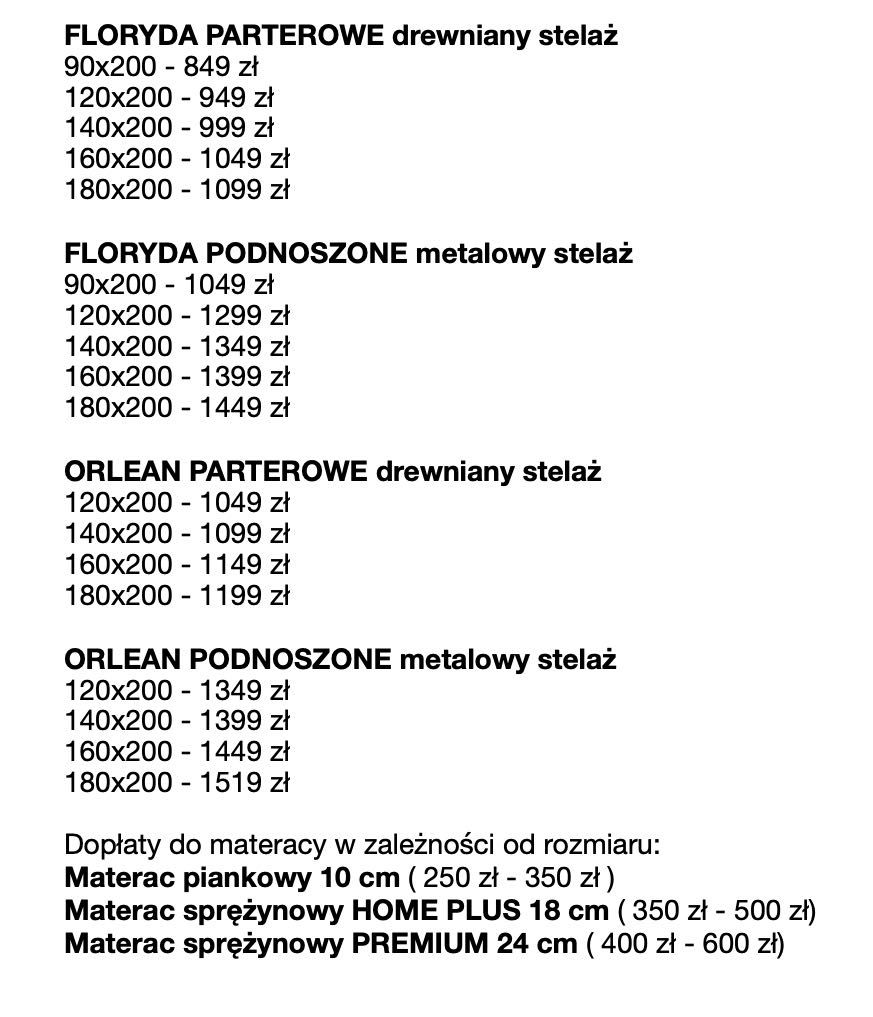 Łóżko Małżeńskie 90/120/140/160/180x200 podnoszone + MATERAC POJEMNIK