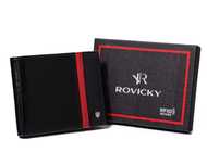 skórzany portfel męski na karty z ochroną rfid protect — rovicky