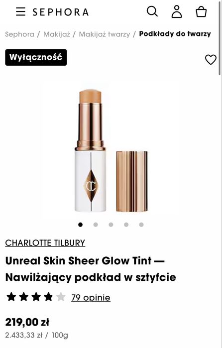 charlotte tilbury unreal skin sheer glow tint – podkład w sztyfcie