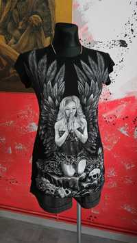 Rock Eagle Koszulka z aniołem czaszkami i krzyżem Goth Metal