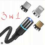 Kabel magnetyczny 3w1 Szybkie Ładowanie Q3 + Transfer/ dł. 1,2m.