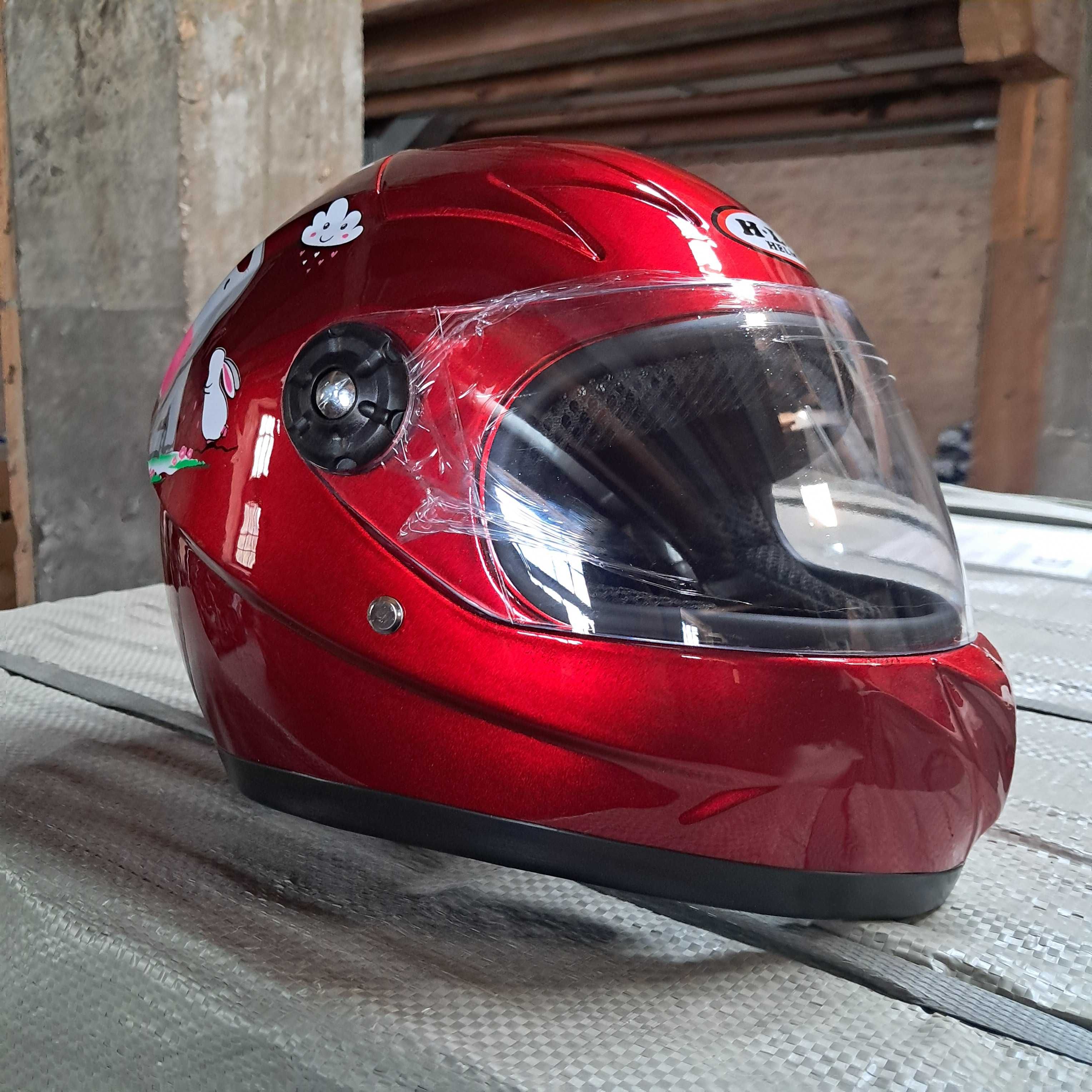 KASK DZIECIĘCY zamknięty integralny rowerowy na motor quad rower red