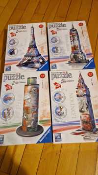 4x nowe puzzle 3D - 216 sztuk