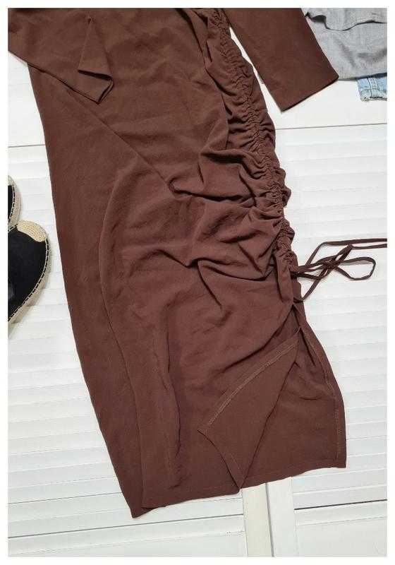 Платье Zara длинное с драпировкой с рукавом, р. S/М