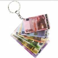 NOWY Breloczek banknoty EURO brelok do kluczy kluczyka zawieszka