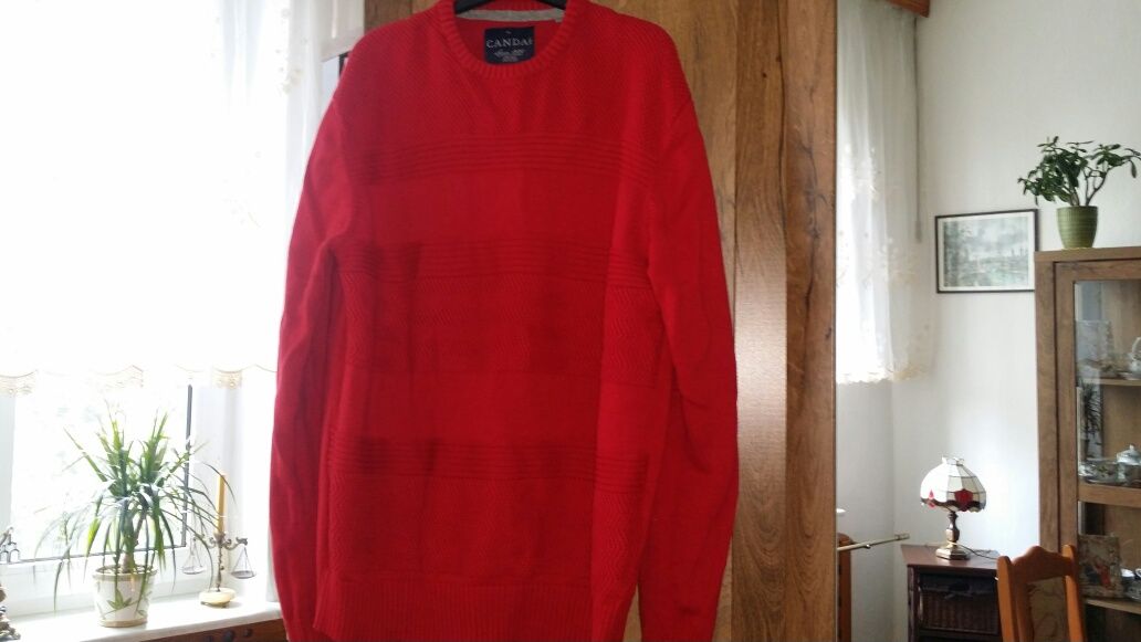 Sweter czerwony męski