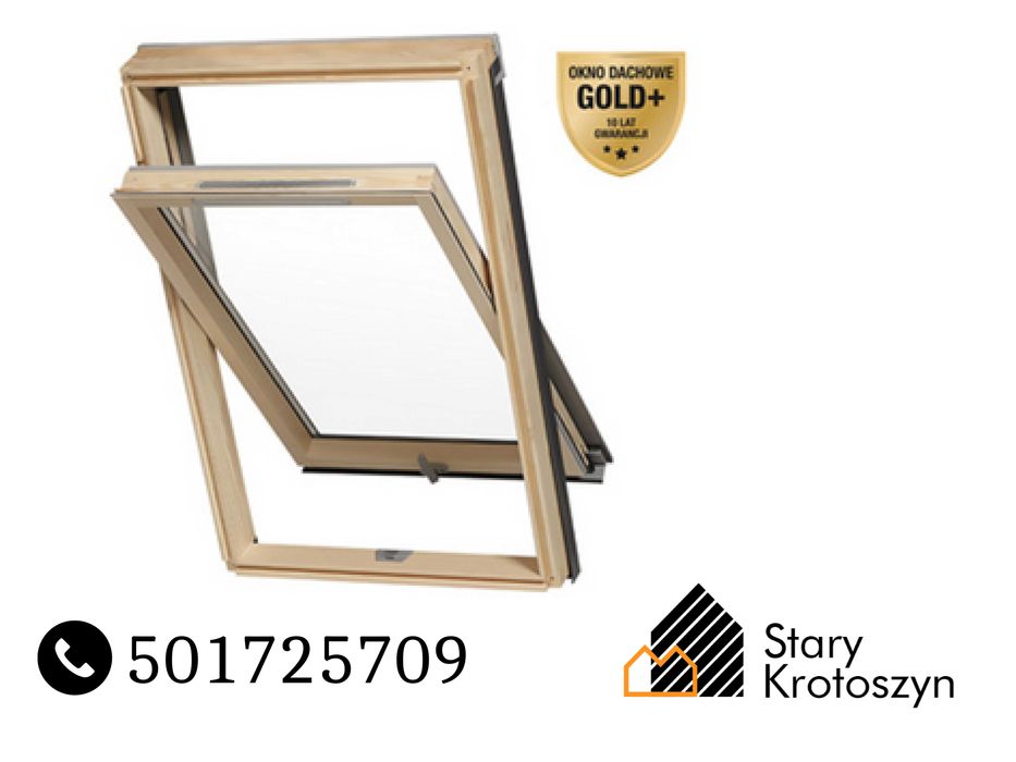 Okno dachowe AURA GOLD+ drewniane/pcv