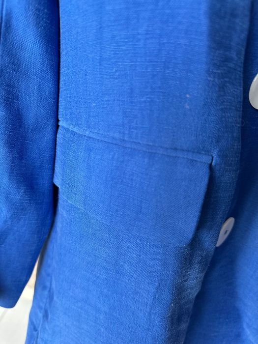Льняний синій піджак Zara, XS, жакет, електрик