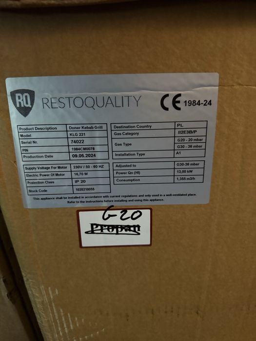 Opiekacz gazowy do kebaba Resto Quality KLG 220 3 palniki 40kg NOWY