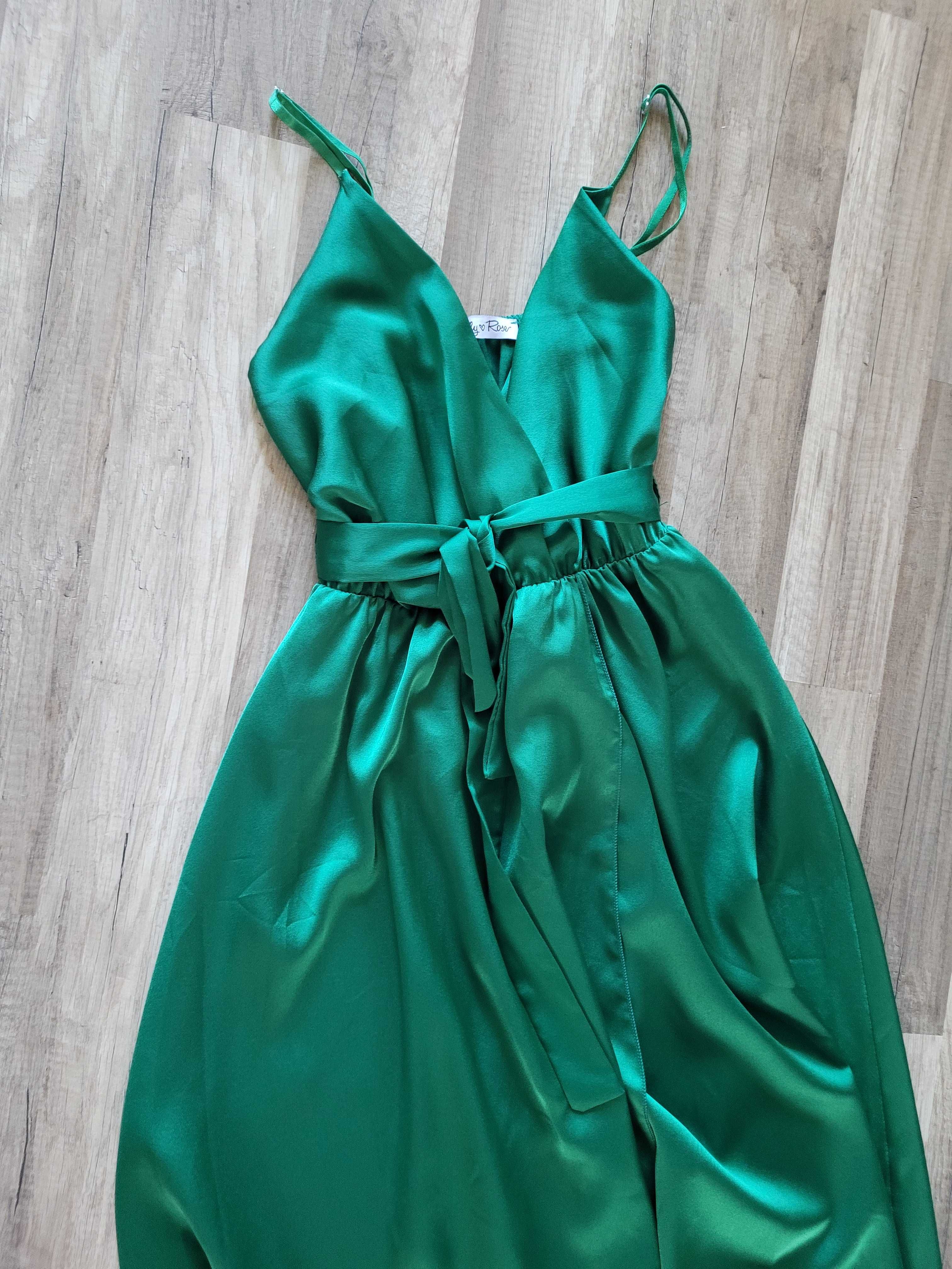 Sukienka elegancka M butelkowa zieleń komunia wesele