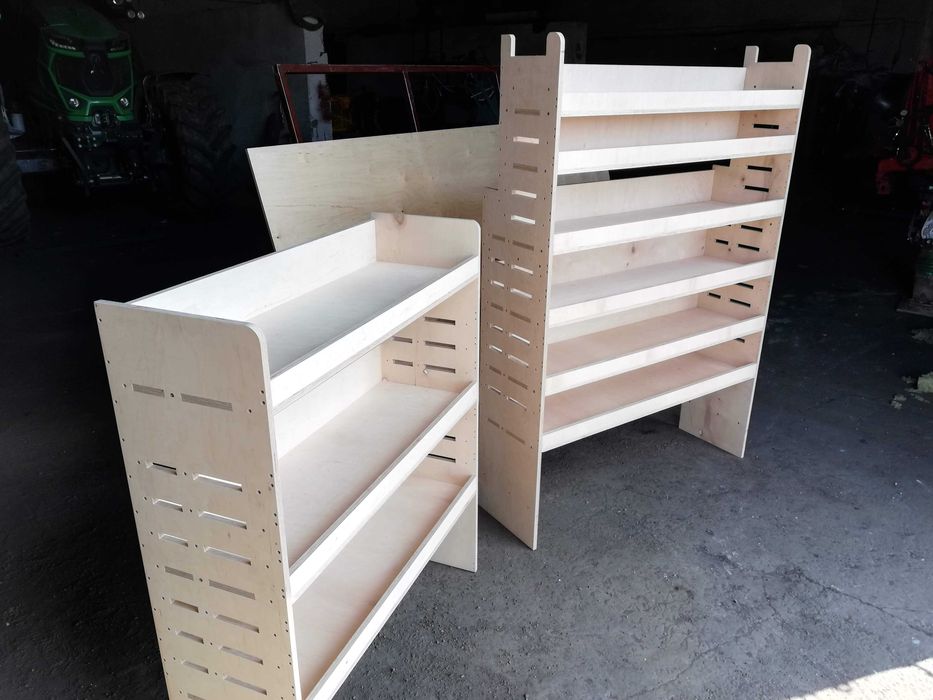 Regały narzędziowe, regały do busa, zabudowa - sklejka