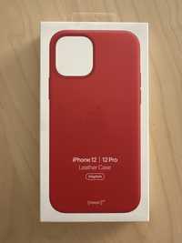 Nowe czerwone etui skórzane iPhone 12/12pro - oryginał