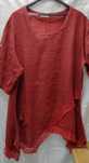 Italy bluzka tunika red koronki paski 48 50 len 100% 128 cm pachy
