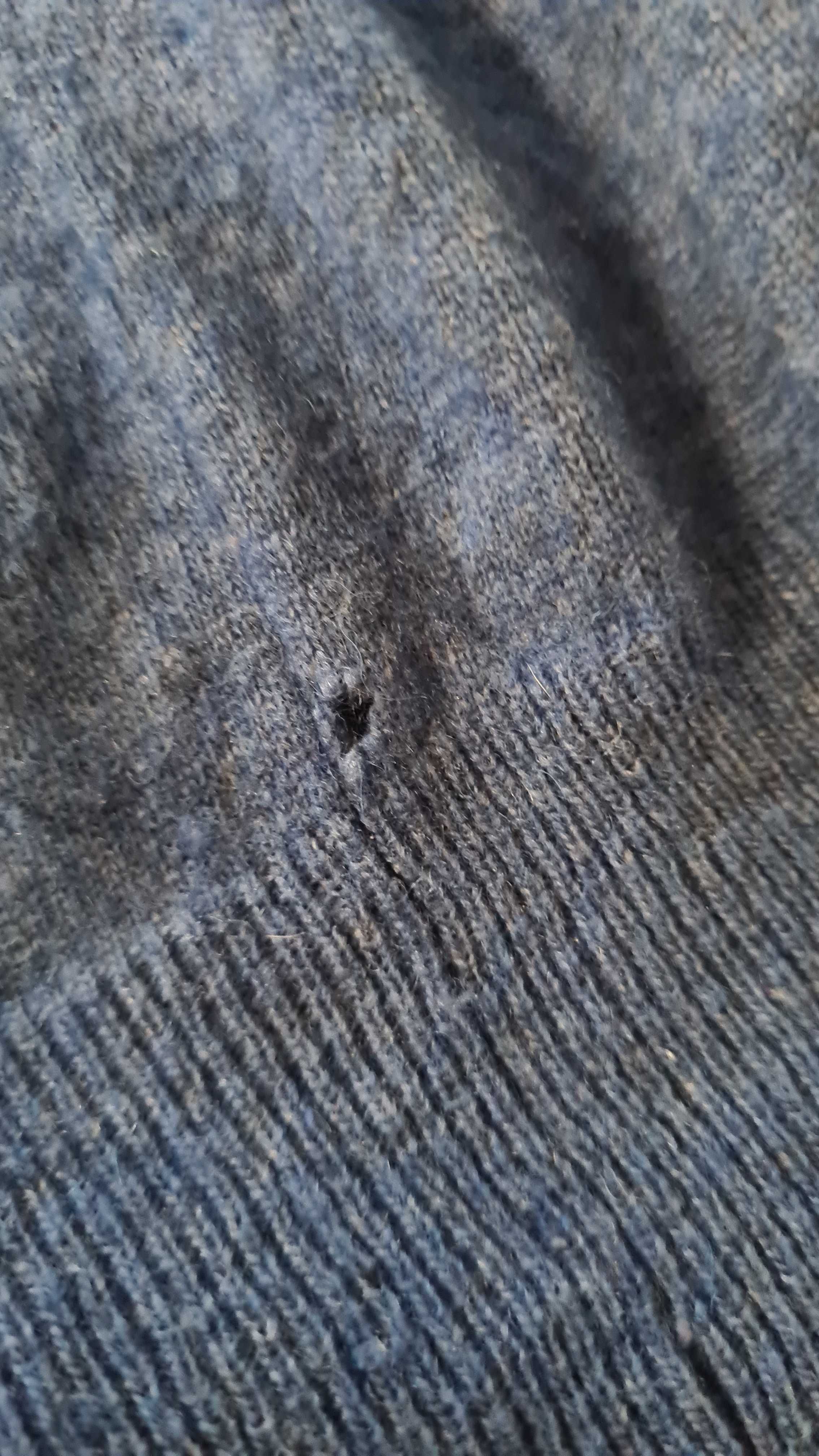 Sweter męski 80% Lambswool Wełna Wełniany. Niebieski. Rozmiar M