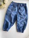 spodnie dżinsy jeansy H&M dla dziewczynki niebieskie z kokardką 74