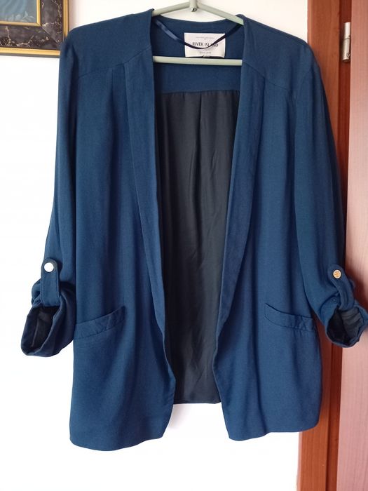 Marynarka, żakiet, narzutka oversize granatowa 32/34, stan bdb
