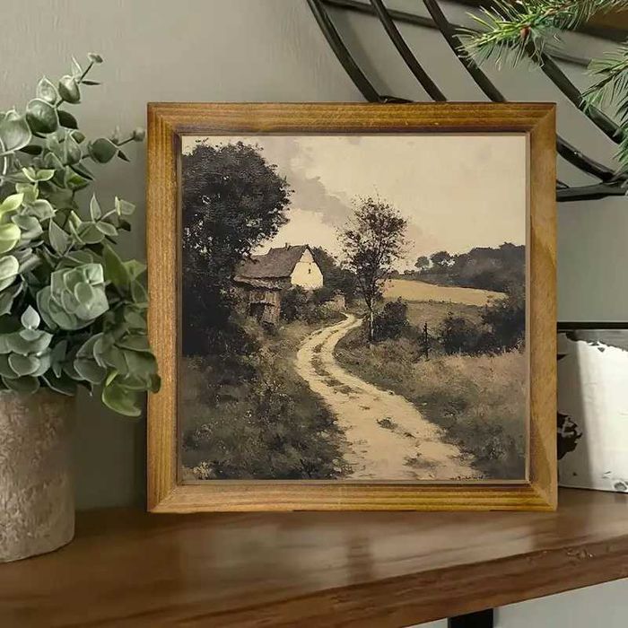 rustykalny drewniany ram na ścianę