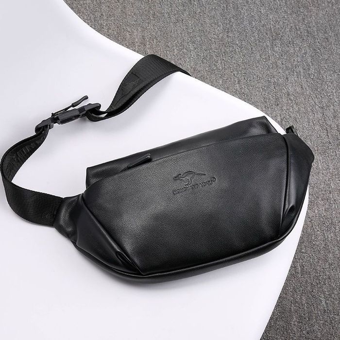 Міська велика чоловіча сумка бананка з натуральної шкіри