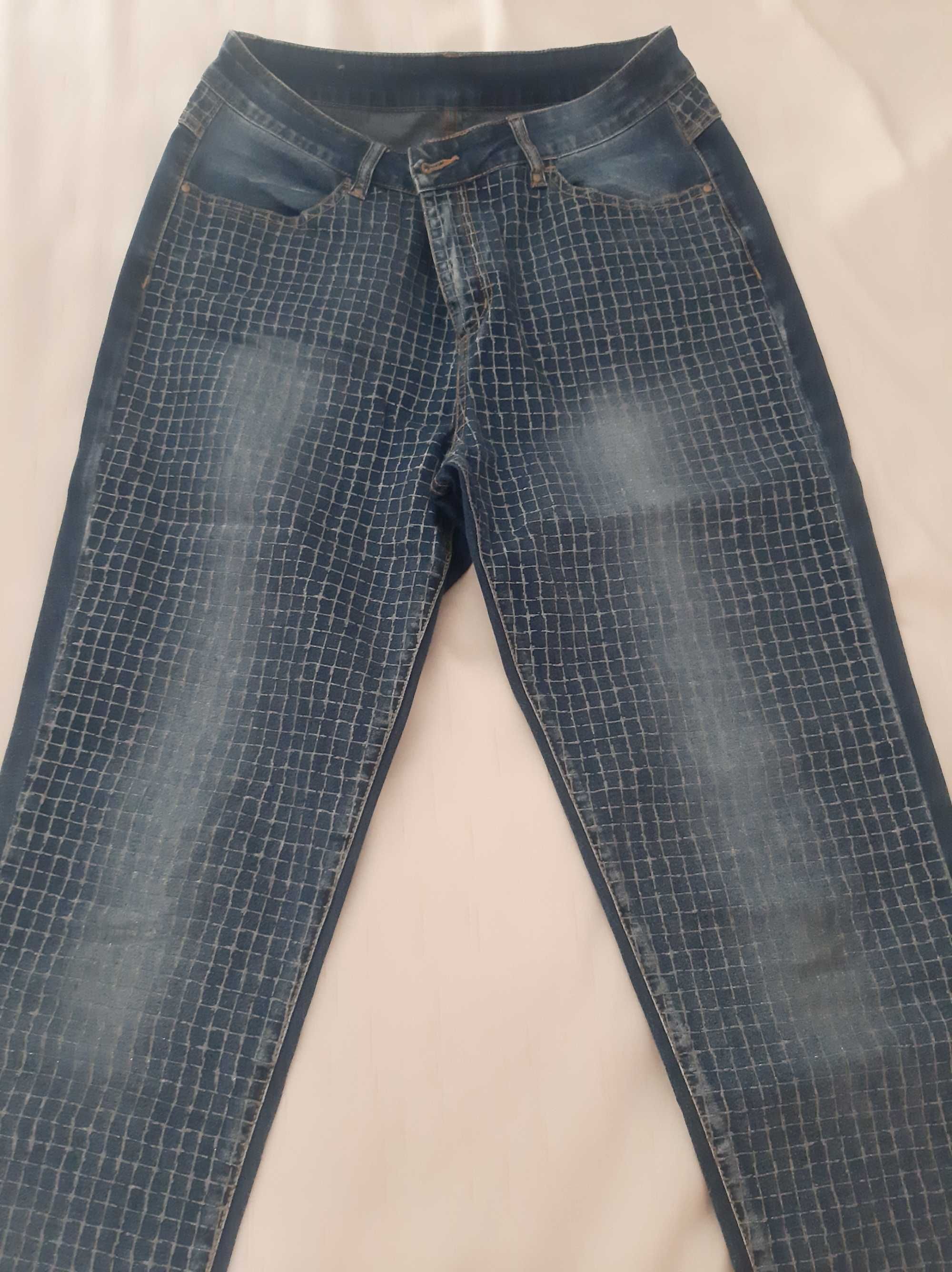 Spodnie jeansowe w ozdobną kratkę  Lafei Nier