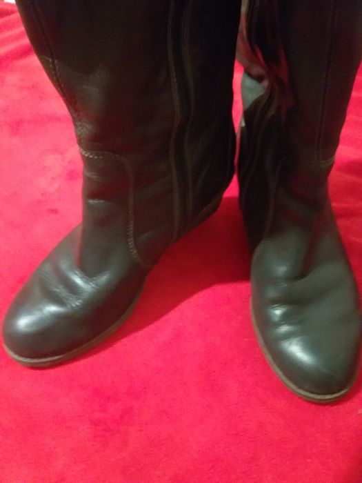 Шкіряні зимові чоботи 40 р. Єврозима. Нат. шкіра. Танкетка. Сапоги