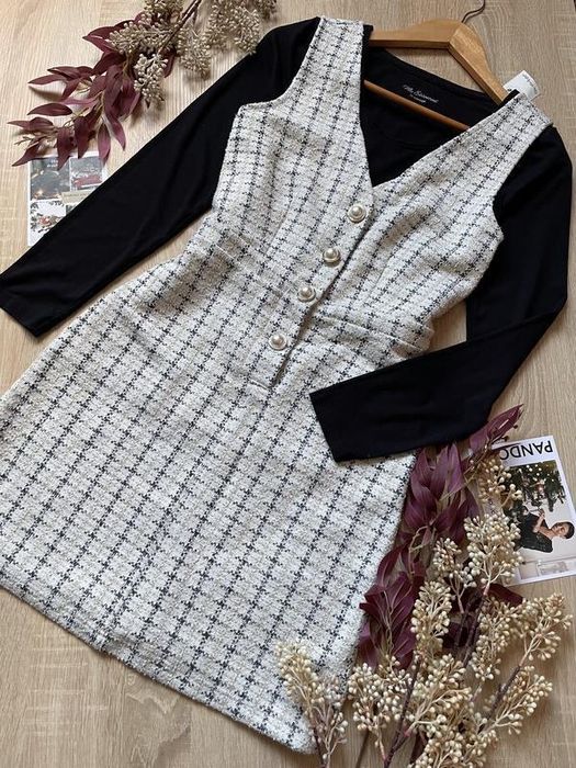 Твідовий сарафан нарядний з ґудзиками перлинками + кофтинка