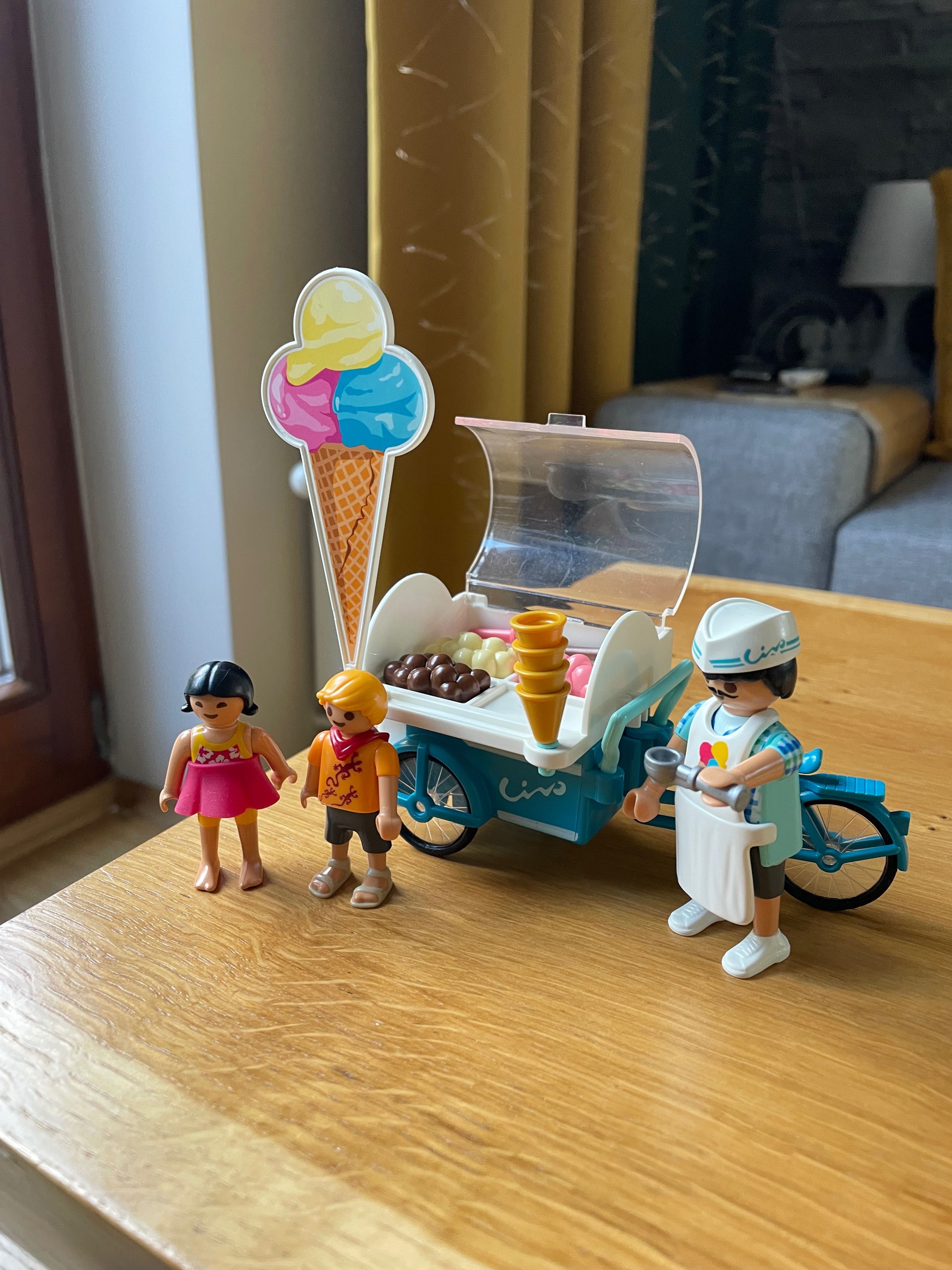 Playmobil pszczelarz z ulem + sprzedawca kababów + wózek z lodami