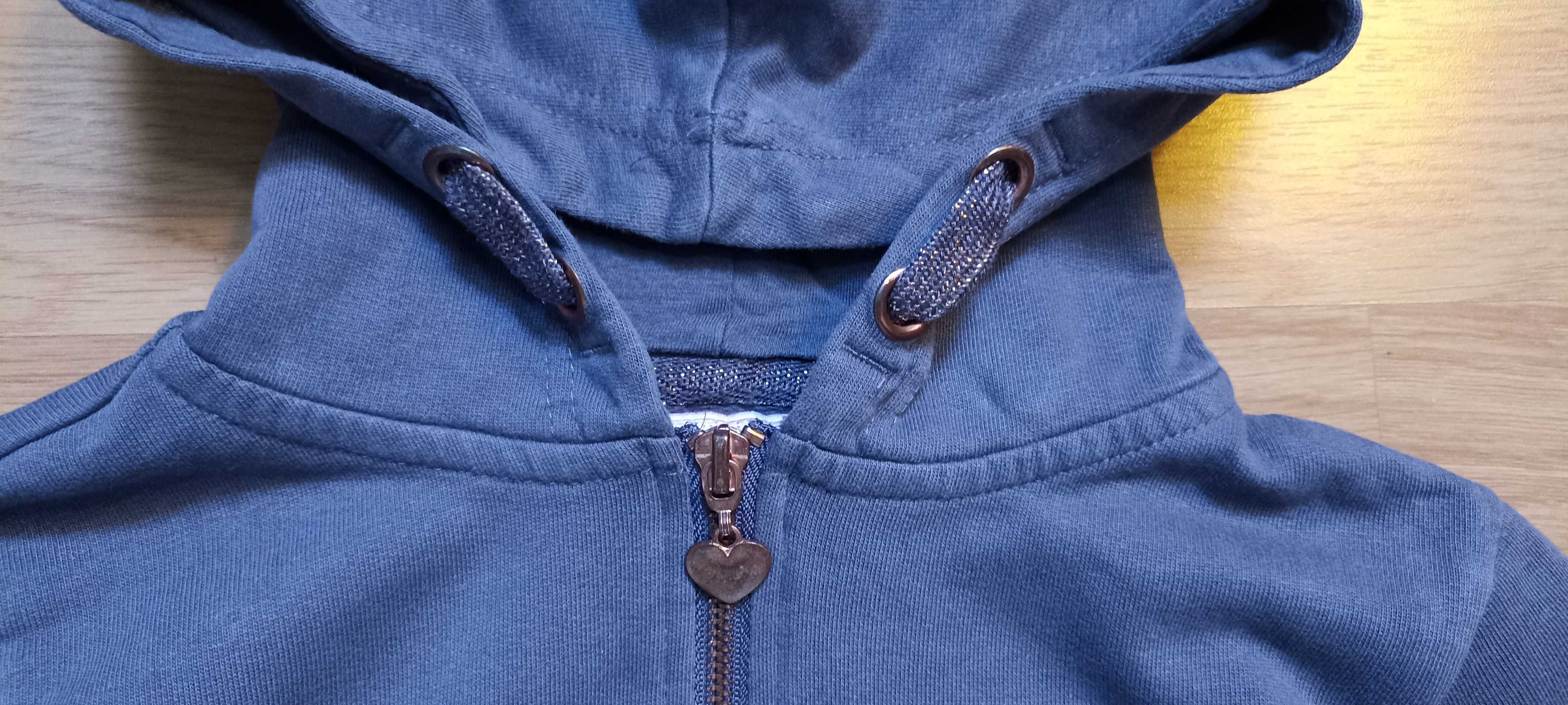 Bluza długa 140 rozpinana kaptur kieszenie zamek
