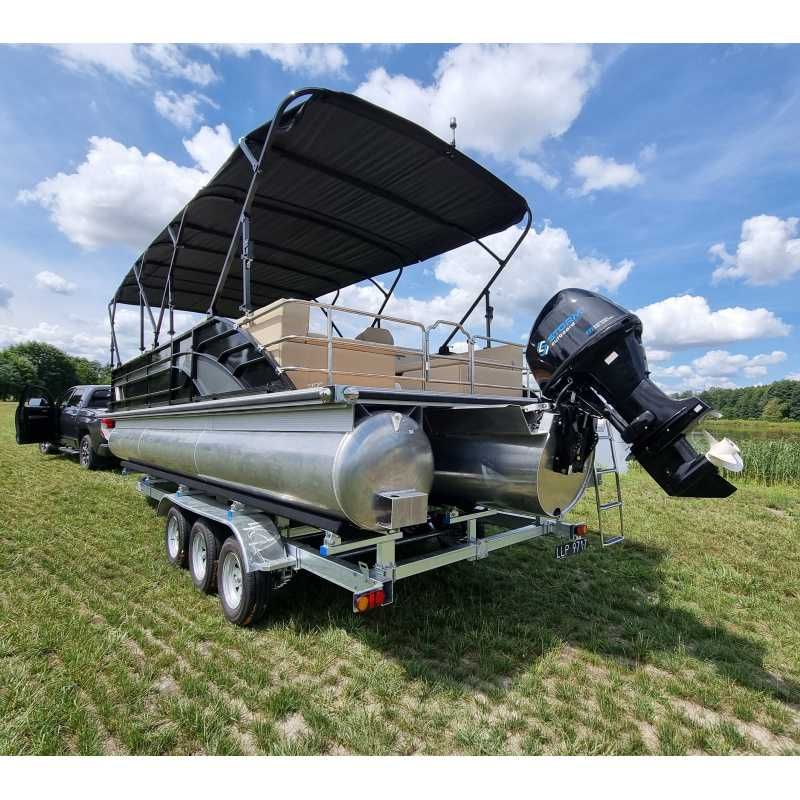 Katamaran 27ft 8,2m x 2,6m houseboat + silnik + przyczepa portowa