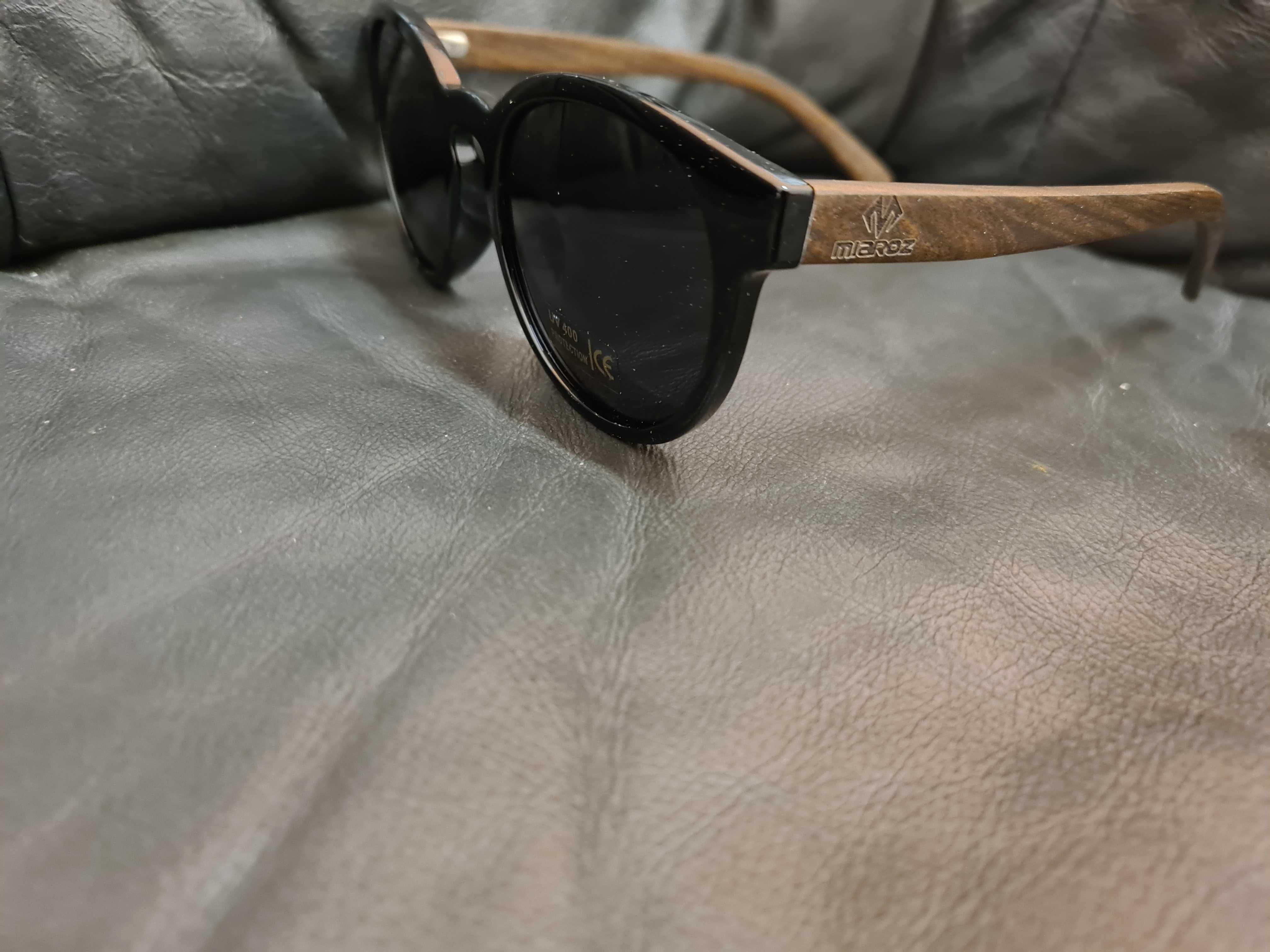 Nowe okulary przeciwsłoneczne UV400 z bokami imitacji drewna