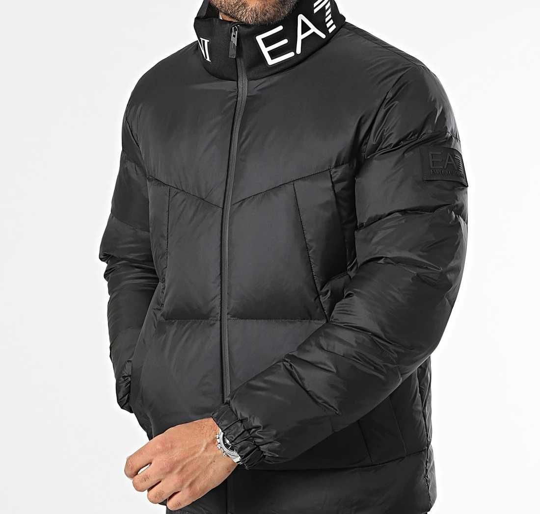 EMPORIO ARMANI EA7 luksusowa męska kurtka zimowa / puchowa BLACK