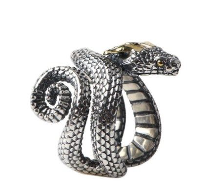 Pierścionek Duży W Stylu Retro Snake Regulowany