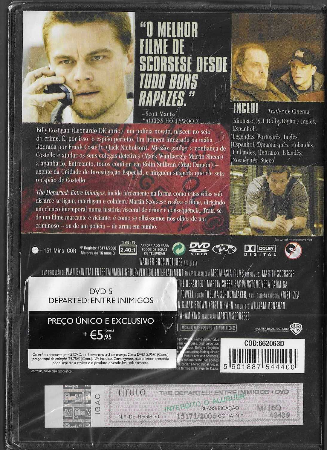 Martin Scorcese. The Departed - Entre Inimigos. (selado)