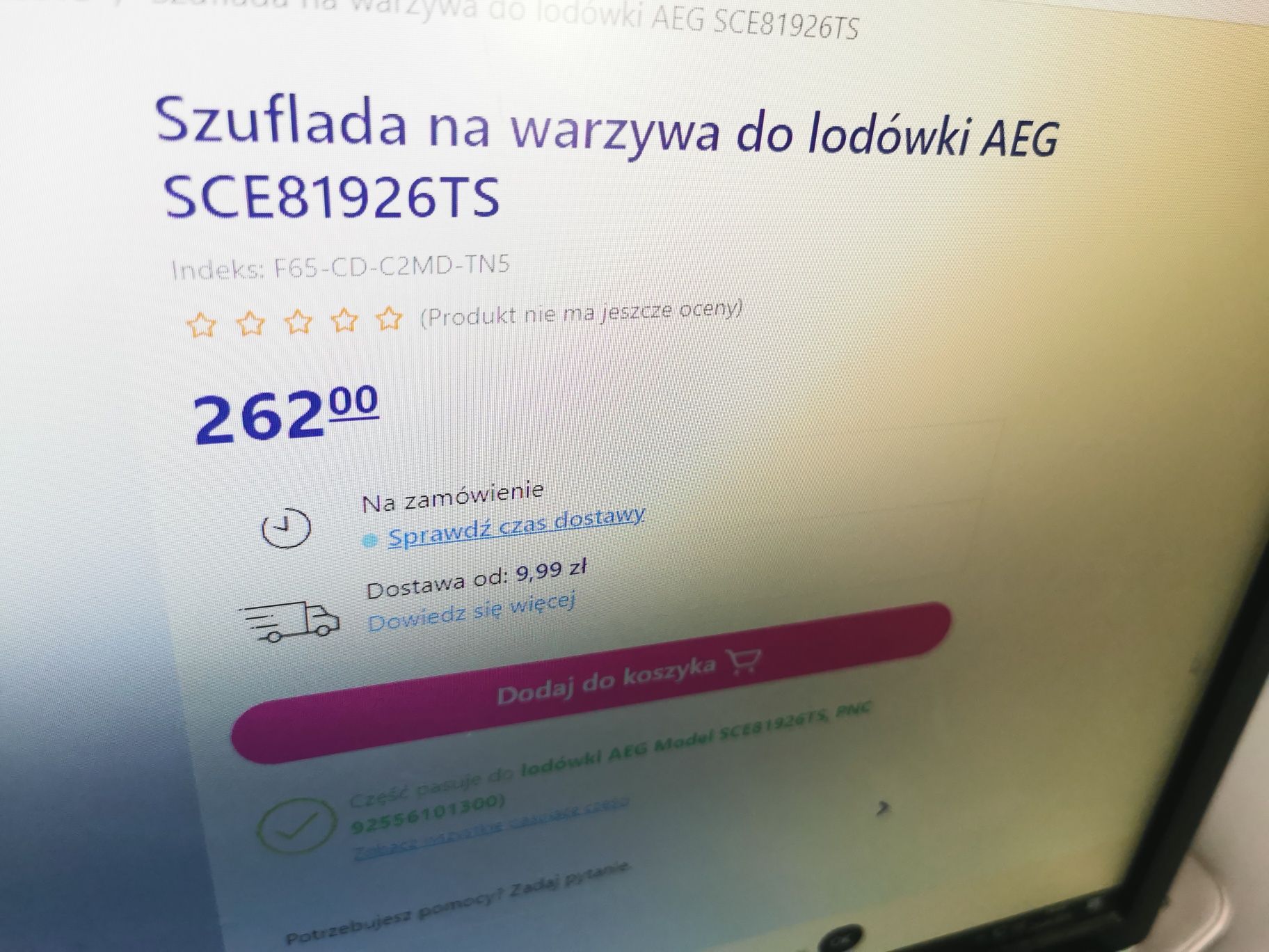 Szuflada na warzywa do lodówki AEG