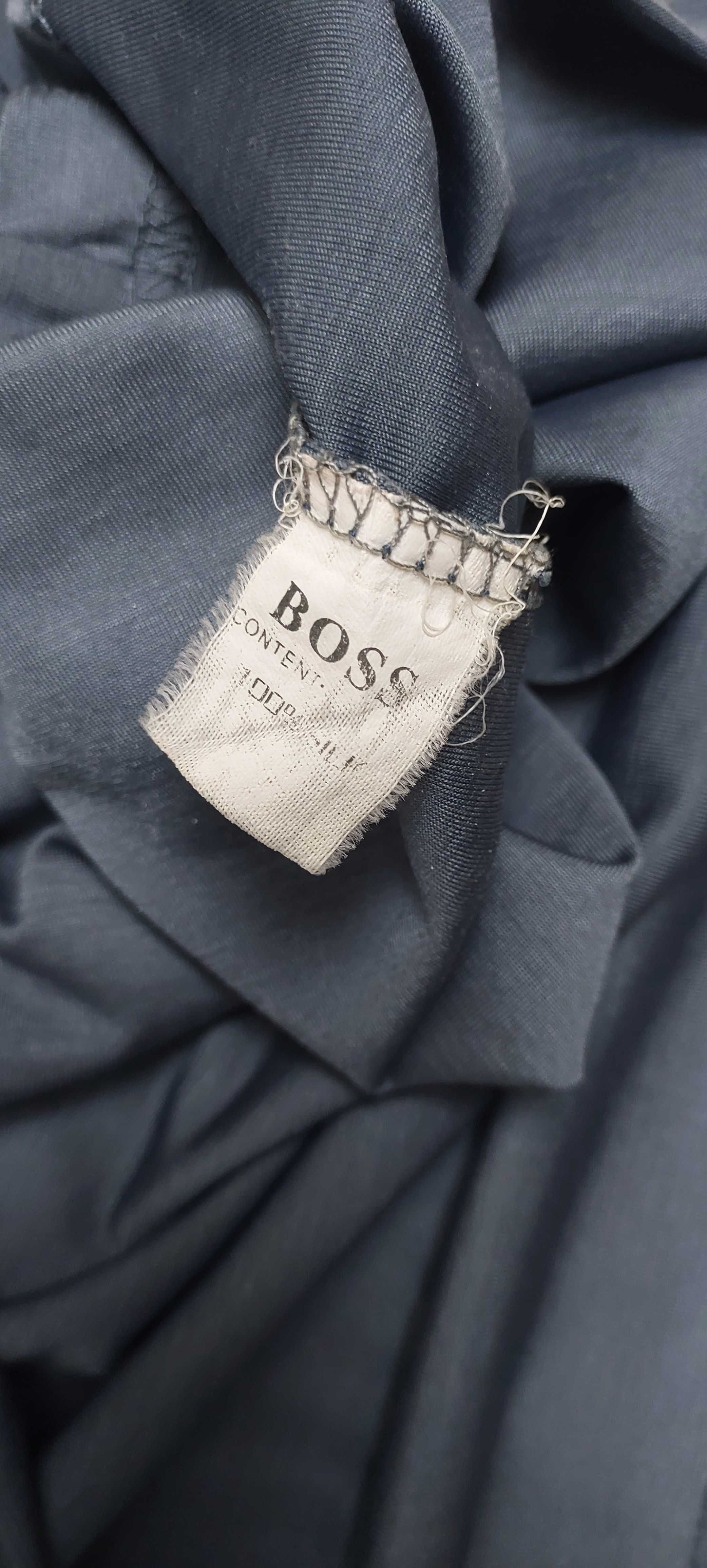 Jedwabna grafitowa koszulka polo męska HUGO BOSS, R. L