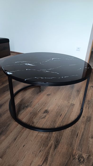 Stolik kawowy 80cm Marbi 9 (czarny-marmur)