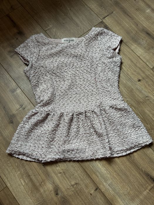 Bluzka z baskinką, River Island 36 pudrowy róż