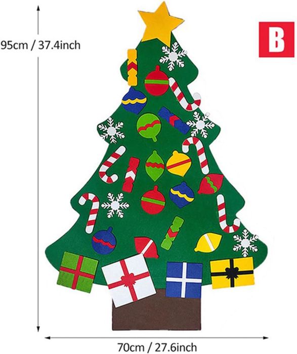 Choinka Ze Zdejmowanymi Ozdobami z Filcu DIY Świąteczna Dekoracja