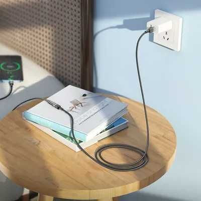 HOCO adapter OTG Typ C (męski) do Typ C (żeński) 3A U107 1,2 m czarna