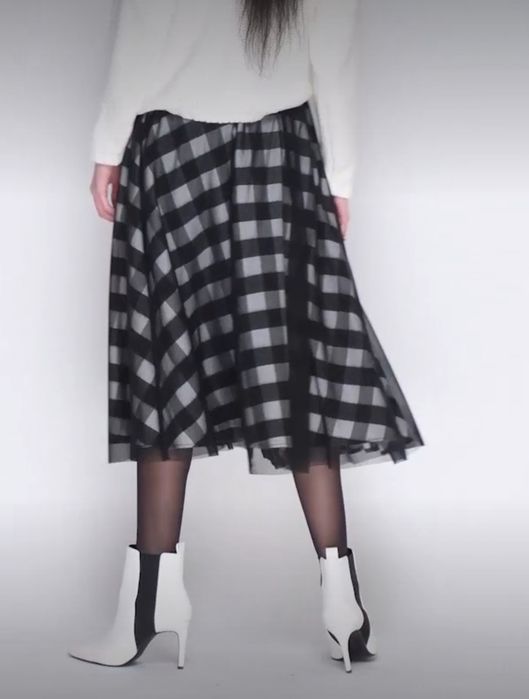 Спідниця міді,у клітинку,  напівсонце, S-М