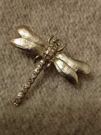 Broszka srebrna owad ważka