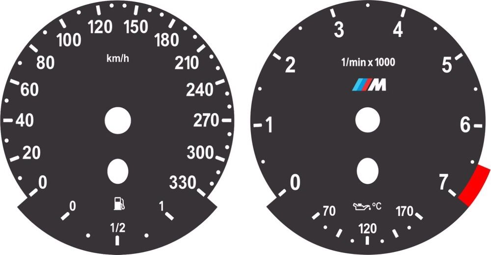 BMW переделка в М приборку на E60 E61 E70 E71 E90, Европейские шкалы