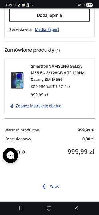 SAMSUNG Galaxy M55 5G 8/128GB 6.7" 120Hz Czarny SM-M556