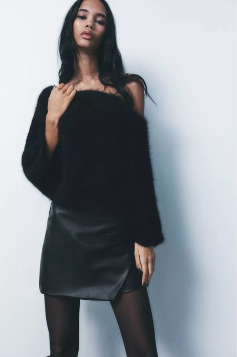 Кожана коротка спідниця шорти Zara XS, S, М спідниця Зара,