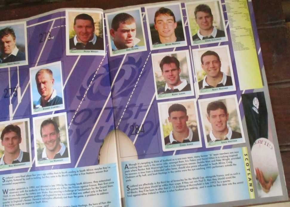 álbum Rugby World Cup 1995 - África do Sul - caderneta com 192 cromos