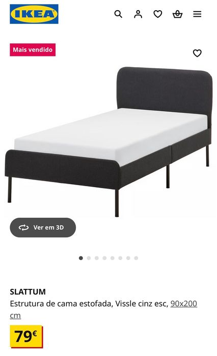 Cama Solteiro IKEA SLATTUM + Estrado + Colchão